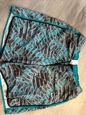 Nike Teal and Gray Geometric Athletic Shorts